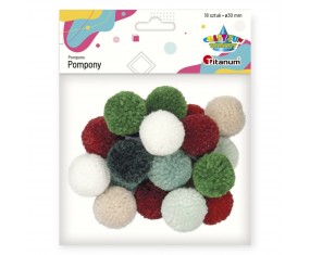 Pompony włóczkowe 3 cm ZESTAW 18 sztuk Titanum Craft-Fun pastelowe ciemne