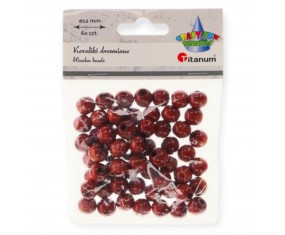 Koraliki drewniane brązowe Titanum 12 mm 60 sztuk okrągłe lakierowane