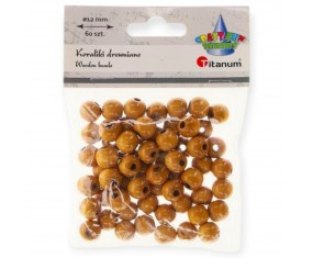 Koraliki drewniane JASNOBRĄZOWE Titanum 12 mm 60 sztuk okrągłe lakierowane