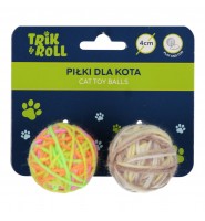 Zestaw PIŁECZKI PILKA dla KOTA 2 sztuki 4 cm włóczka Z GRZECHOTKĄTRIL&ROLL