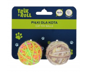 Zestaw PIŁECZKI PILKA dla KOTA 2 sztuki 4 cm włóczka Z GRZECHOTKĄTRIL&ROLL