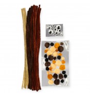 Zestaw KREATYWNY Titanum 80 el. pompony druciki oczka BRĄZ BEŻ