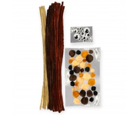 Zestaw KREATYWNY Titanum 80 el. pompony druciki oczka BRĄZ BEŻ