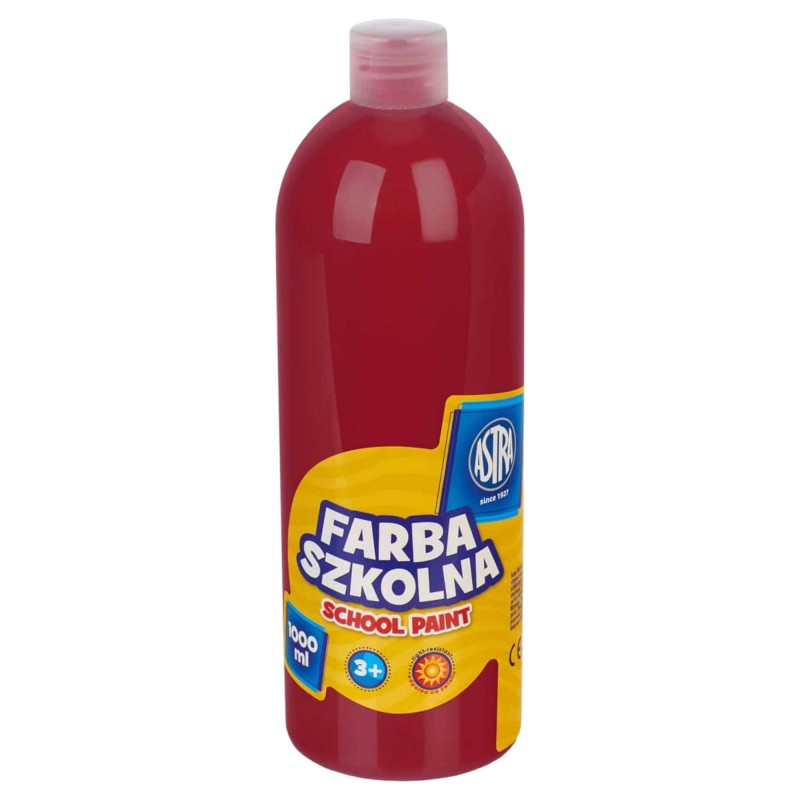 Farba szkolna PLAKATOWA TEMPERA BUTELKA  Astra 1000 ml czerwona