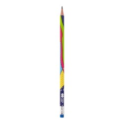 Ołówek drewniany trókątny z GUMKĄ 2B  Happy Color 1 SZTUKA