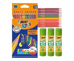 Zestaw szkolny BIC Kredki BIC Evolution 12 kolorów + 3× klej BIC 8 g