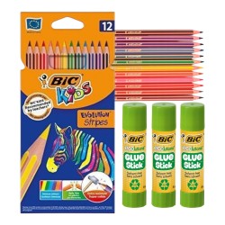 Zestaw szkolny BIC Kredki BIC Evolution 12 kolorów + 3× klej BIC 8 g