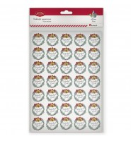 Naklejki papierowe Titanum wianek z dzwonkami 35 mm 35 szt „Wesołych Świąt”