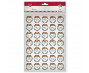 Naklejki papierowe Titanum wianek z dzwonkami 35 mm 35 szt „Wesołych Świąt”