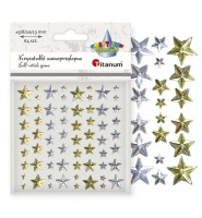 Kryształki samoprzylepne gwiazdki ZŁOTE i SREBRNE 64 szt. dekoracje Titanum