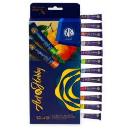 Farby AKRYLOWE Astra Art&Hobby 12 kolorów 12 ml zestaw do malowania na płótnie