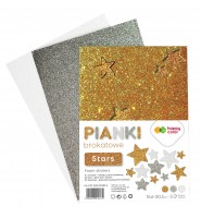Naklejki brokatowe A5 Happy Color 3 arkusze gwiazdki samoprzylepne DIY scrapbooking
