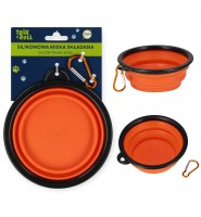 Miska silikonowa SKŁADANA dla psa kota 13 cm TRIK&ROLL na podróż pomarańczowa