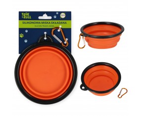 Miska silikonowa SKŁADANA dla psa kota 13 cm TRIK&ROLL na podróż pomarańczowa