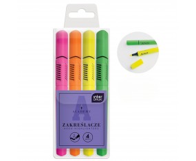 Zestaw ZAKREŚLACZE NEONOWE 4 KOLORY ACADEMY Interdruk