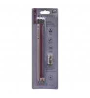 Zestaw SZKOLNY 3xOŁÓWEKz gumką HB TEMPERÓWKA metalowa Academy INTERDRUK