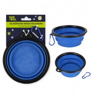 SKŁADANA miska silikonowa dla PSA i KOTA z karabińczykiem 13 cm