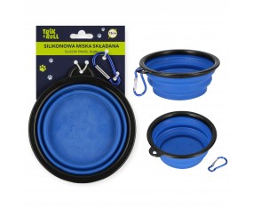 SKŁADANA miska silikonowa dla PSA i KOTA z karabińczykiem 13 cm
