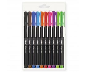 GŁADKO piszące kolorowe CIENKOPISY długopisy Fifty ZESTAW 10 kolorów TOMA