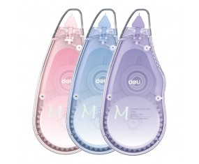 Korektor w taśmie ZESTAW 3 szt. szkolny biurowy pastelowy DELI