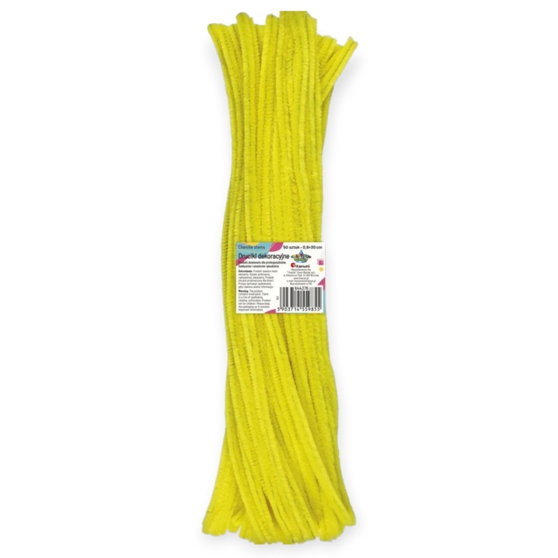 Druciki kreatywne WYCIORY Titanum 50 szt. 0,6×30 cm ŻÓŁTE dekoracyjne