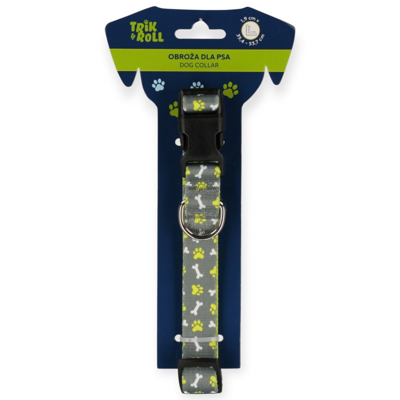 Obroża dla PSA Trik and Troll REGULOWANA 35–53 cm żółto-szara