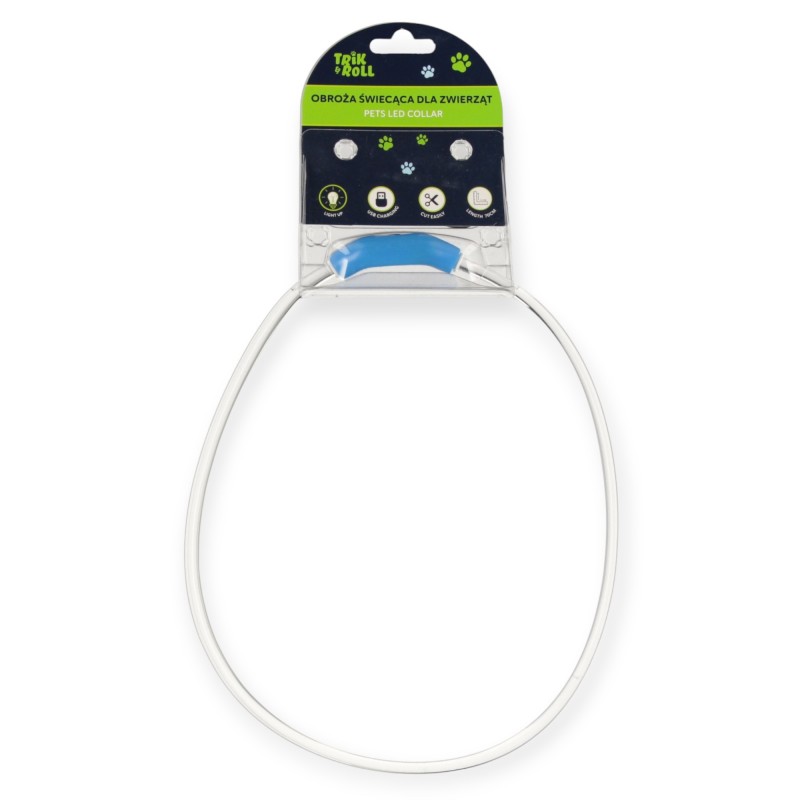 Obroża LED Trik and Troll 70 cm USB niebieska dla psa kota ŚWIECĄCA