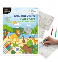 Interaktywna Teczka Zwierzaki Kidea 150 cm ŚCIERALNE tablice 6 flamastrów