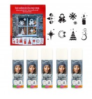 Sztuczny śnieg 5x125ml + szablony Arpex 2x8szt dekoracje ŚWIĄTECZNE okien