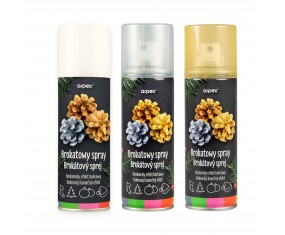 ZESTAW 3x100ml spray dekoracyjny brokatowy ZŁOTY SREBRNY MULTICOLOR Arpex