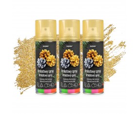 ZESTAW Spray brokatowy ZŁOTY Arpex 3x100ml dekoracyjny ozdoby świąteczne