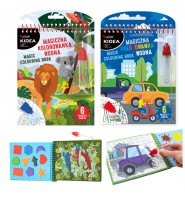 Zestaw 2x Magiczna wielorazowa kolorowanka wodna Kidea Zwierzęta i Pojazdy