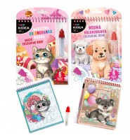 Zestaw 2x Magiczna wielorazowa kolorowanka wodna Kidea PIESKI i KOTKI