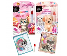 Zestaw 2x Magiczna wielorazowa kolorowanka wodna Kidea PIESKI i KOTKI