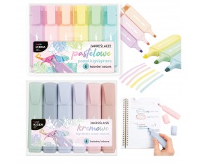 Zestaw 12 zakreślaczy Kidea PASTELOWE i KREMOWE kolory 2×6 sztuk