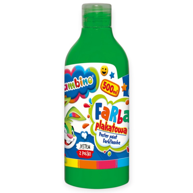 Farba plakatowa szkolna Bambino 500 ml ZIELONA w butelce