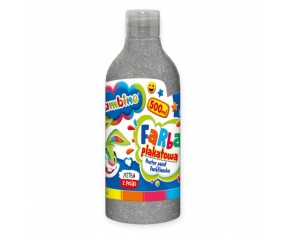 Farba plakatowa szkolna Bambino 500 ml SREBRNA w butelce