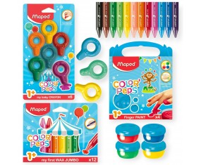 Zestaw MAPED Color'Peps PIERWSZE farby kredki świecowe 12 i 6 kolorów 1+ lat