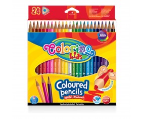 Kredki MIĘKKIE szkolne ołówkowe TRÓJKĄTNE 24 kolory COLORINO