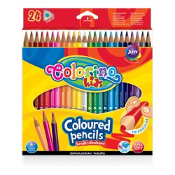Kredki MIĘKKIE szkolne ołówkowe TRÓJKĄTNE 24 kolory COLORINO