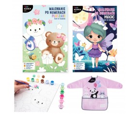 Zestaw artystyczny OBRAZY do malowania PO NUMERKACH + FARTUSZEK