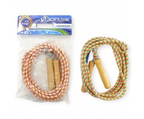 Skakanka z drewnianymi rączkami sznurek 5 m sportowa do zabawy i ćwiczeń