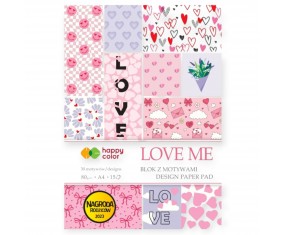 Blok z motywami Love Me A4 80g 15 arkuszy Happy Color papier dekoracyjny