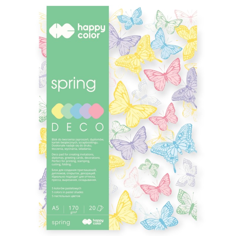 Blok Deco Spring A5 170g 20 arkuszy Happy Color papier kolorowy kreatywny