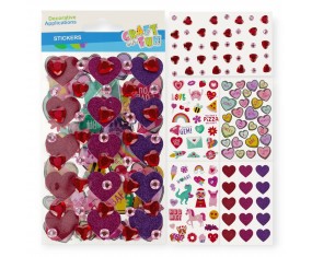 Naklejki SERCA serduszka 3w1 Craft with Fun 12 szt. mix do dekoracji i scrapbooking