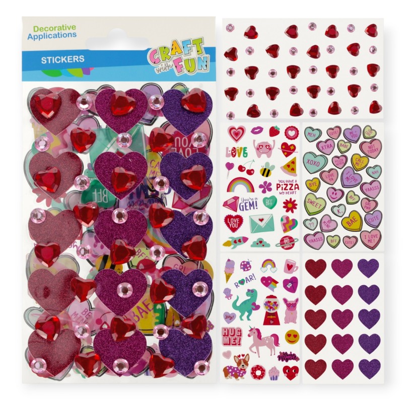 Naklejki SERCA serduszka 3w1 Craft with Fun 12 szt. mix do dekoracji i scrapbooking