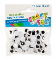 Ruchome oczy dekoracyjne OCZKA 12 mm 80 szt. Craft with Fun do prac plastycznych