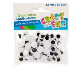 Ruchome oczy dekoracyjne OCZKA 12 mm 80 szt. Craft with Fun do prac plastycznych