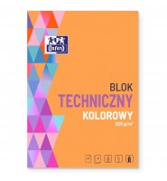 Blok techniczny OXFORD A4 225g 10 kartek KOLOROWY papier barwiony w masie