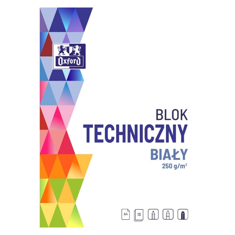 Blok TECHNICZNY A4 250g 10 kartek OXFORD papier do rysunków szkiców
